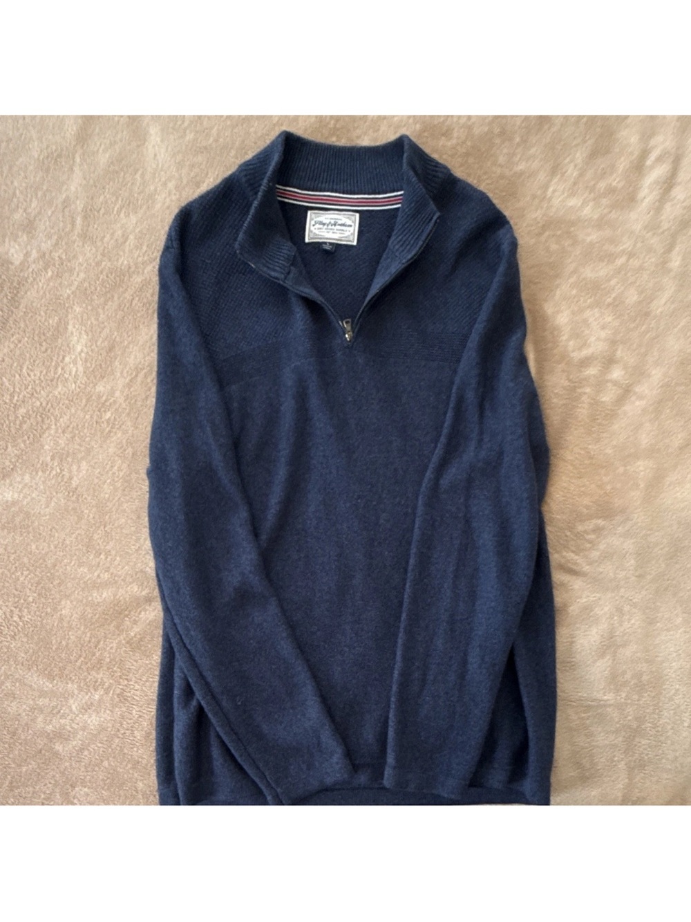 Flag & Anthem Men's Blue Ribbed Quarter-Zip Pullover Sweater - Size L